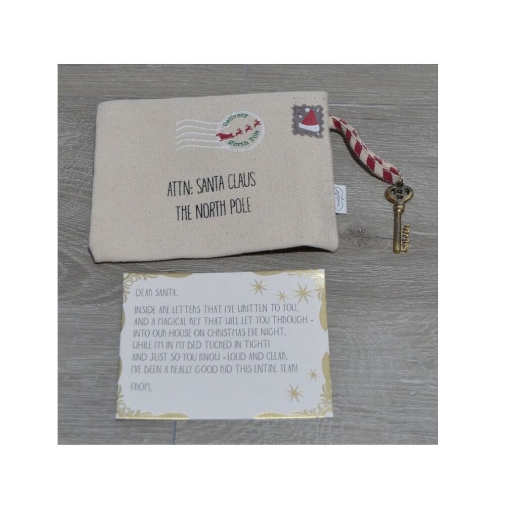 mudpie Letters to Santa Fabric Pouch with Key and Letter